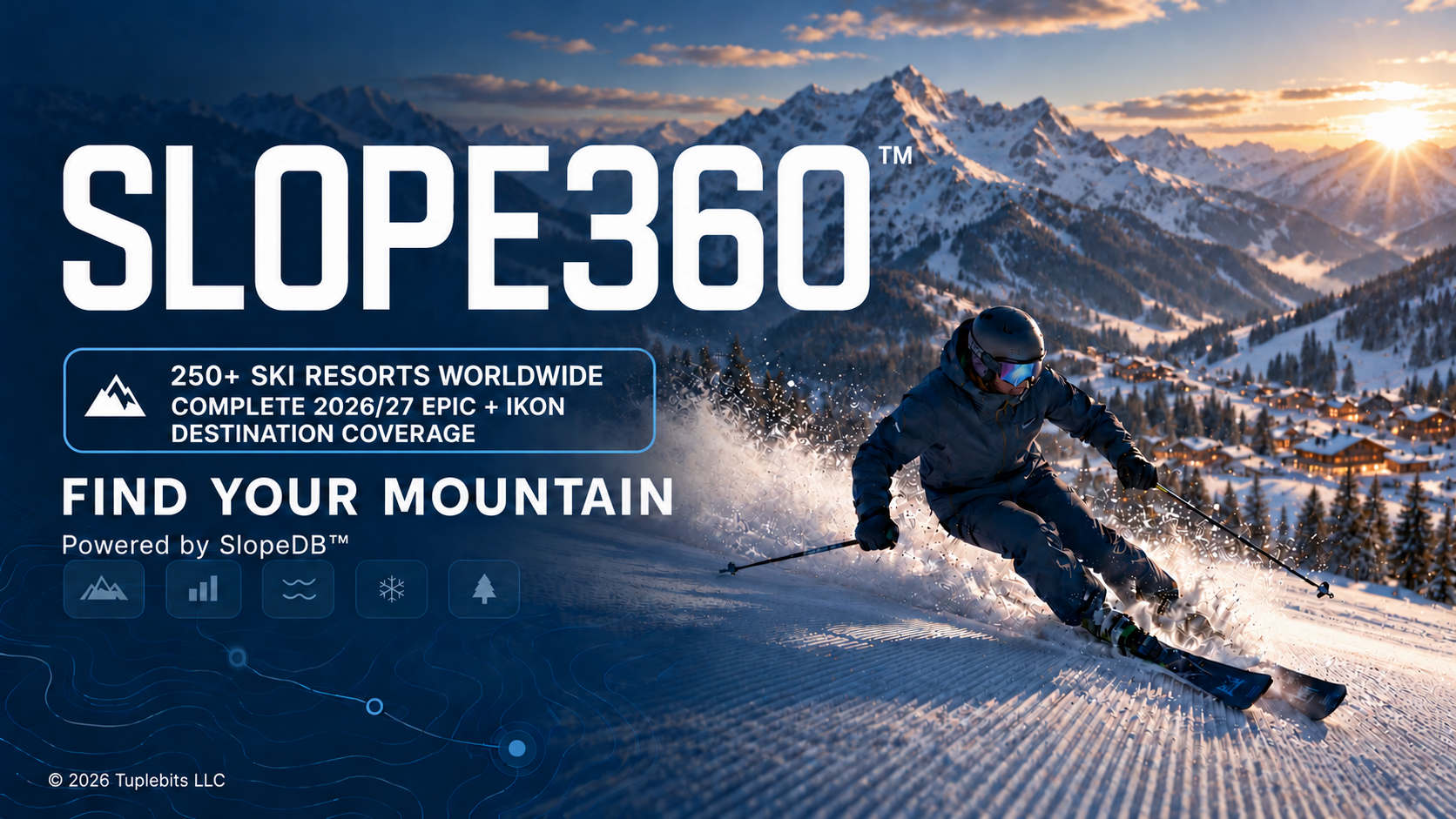 Slope360 ski resort explorer covering over 250 popular ski resorts worldwide